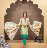 TAWAKKAL NAINA LINEN PRINT(ORIGINAL WINTER WEAR)-LIGHT GREY & GREEN