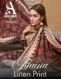 TAWAKKAL NAINA LINEN PRINT(ORIGINAL WINTER WEAR)- BROWN