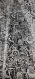 Ornamental Paisley Gold Metallic Print Indian Banarsi Brocade Fabric By Meter - BLACK & SILVER