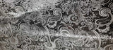 Ornamental Paisley Gold Metallic Print Indian Banarsi Brocade Fabric By Meter - BLACK & SILVER