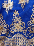 Beautiful Designer Embroidered Net - ROYAL BLUE