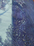 Beautiful Designer Embroidered Net - BLUE