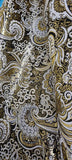 Ornamental Paisley Gold Metallic Print Indian Banarsi Brocade Fabric By Meter - BLACK & GOLD