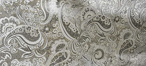 Ornamental Paisley Gold Metallic Print Indian Banarsi Brocade Fabric By Meter - LIGHT GOLD