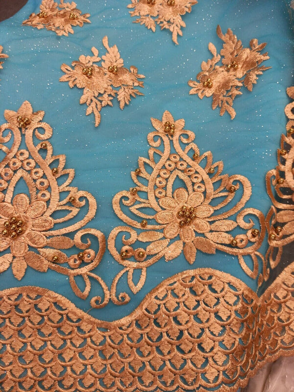 Beautiful Designer Embroidered Net - LIGHT BLUE