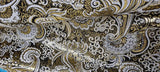 Ornamental Paisley Gold Metallic Print Indian Banarsi Brocade Fabric By Meter - BLACK & GOLD