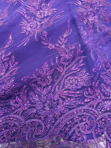 Beautiful Designer Embroidered Net - PURPLE