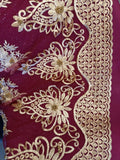 Beautiful Designer Embroidered Net - BURGUNDY